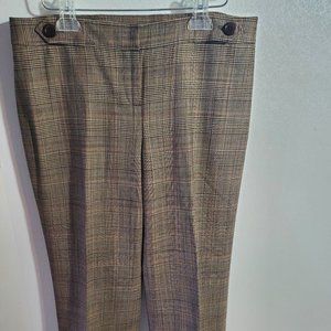 Ann Taylor Petites, Wide Cuffed Leg Dress Pants, 10P,  Brown/Tan Plaid Checkered